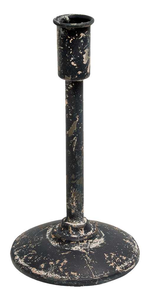Distressed Black Candle Holder - 11.75"