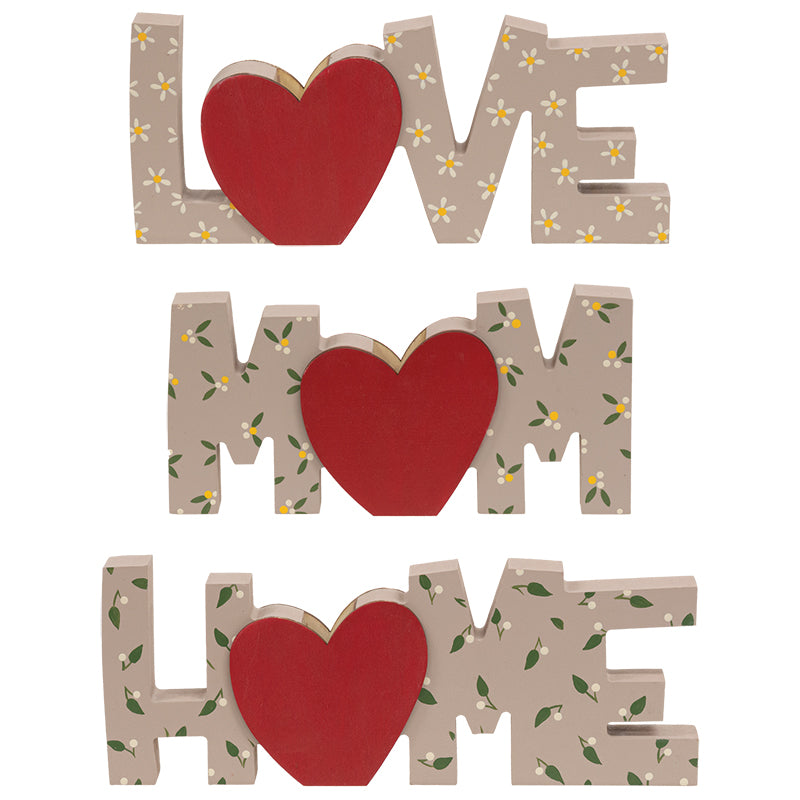 3 Set, Floral Mom, Love, Home Words With Mini Vase