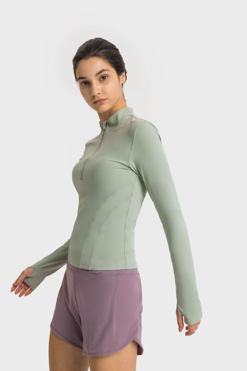 Millennia Half Zip Thumbhole Sleeve Sports Top