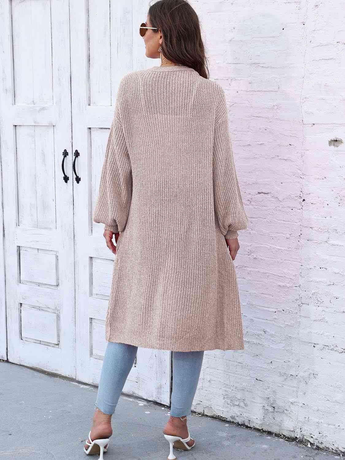 Open Front Longline Cardigan with Pockets