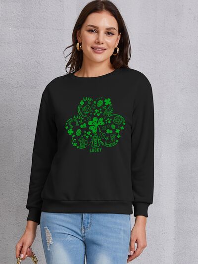 Lucky Clover Round Neck Sweatshirt