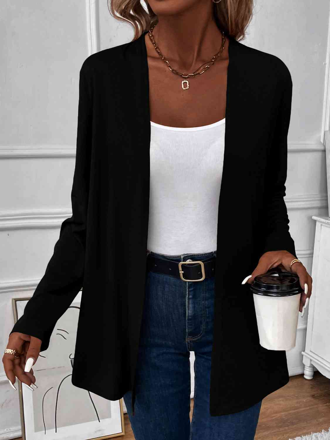 Open Front Long Sleeve Cardigan