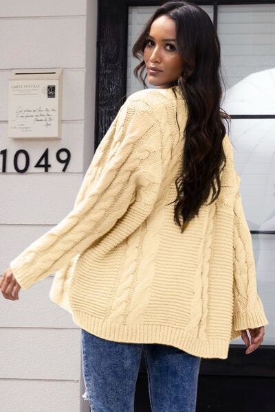 Open Front Cable-Knit Cardigan