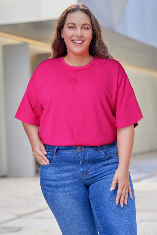 Plus Size Round Neck Dropped Shoulder Tee