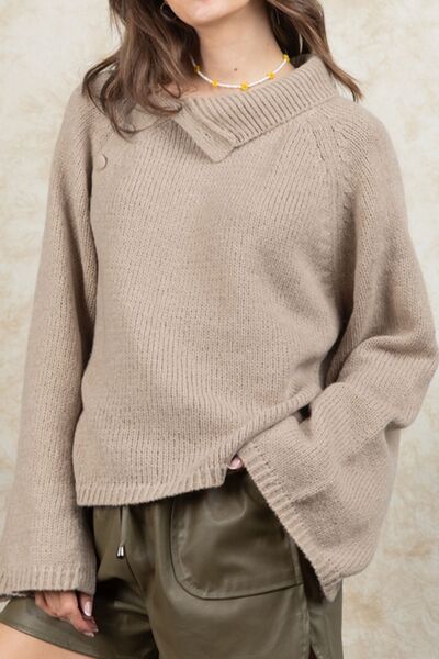 Buttoned Flare Sleeve Sweater