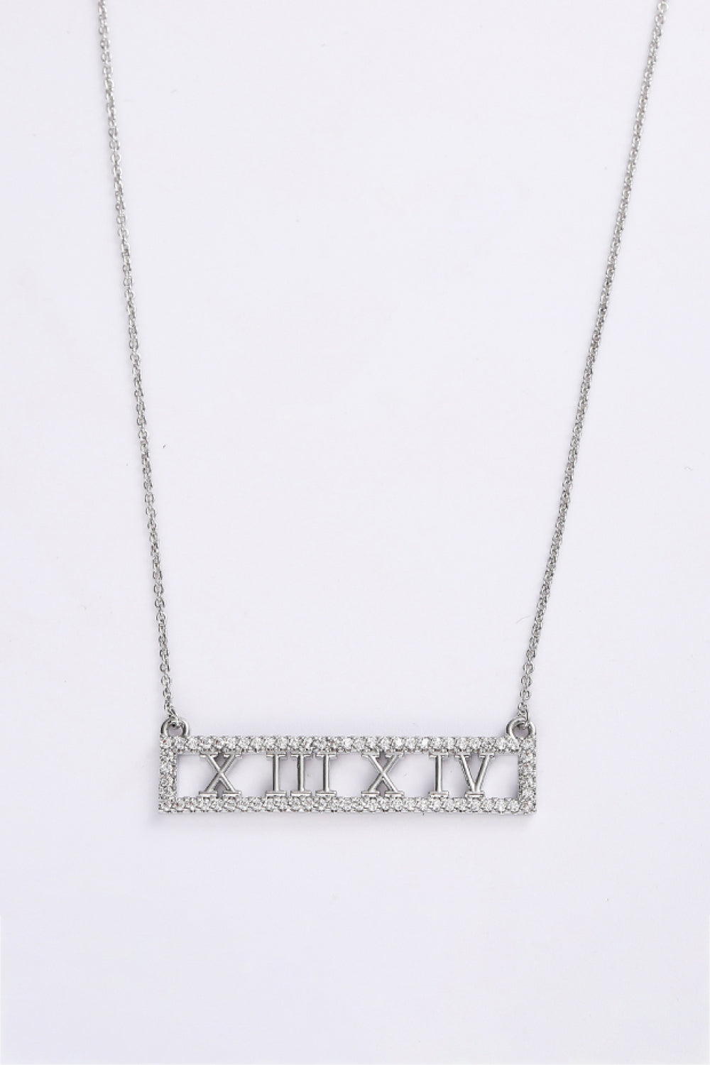 Inlaid Cubic Zirconia Bar Pendant Necklace