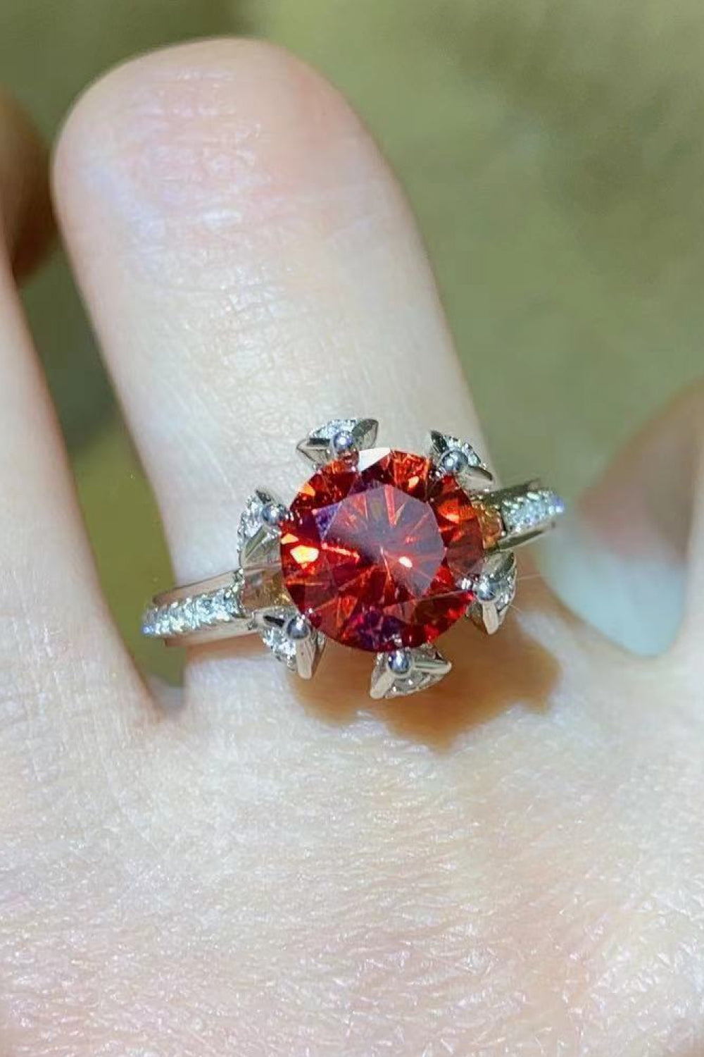 2 Carat Moissanite 6-Prong Ring in Phoenix Fire