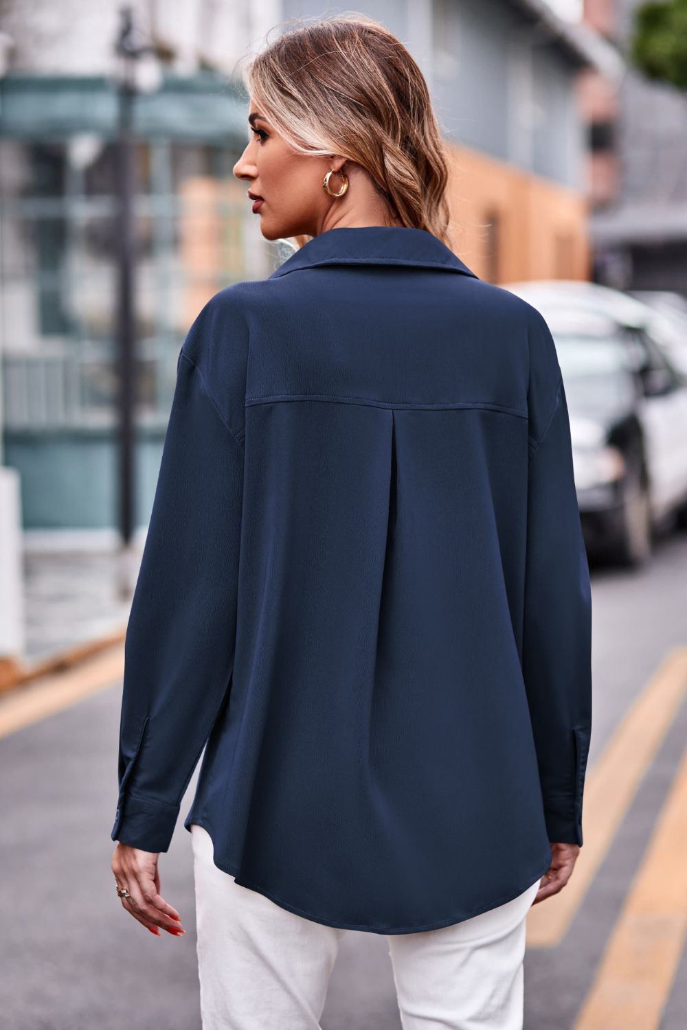 Dropped Shoulder Longline Shirt with Pockets
