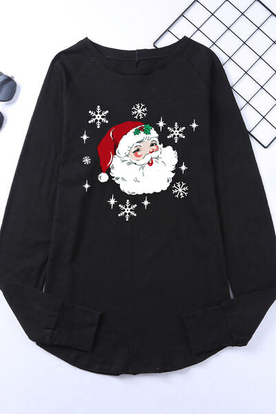 Santa Graphic Round Neck Long Sleeve T-Shirt