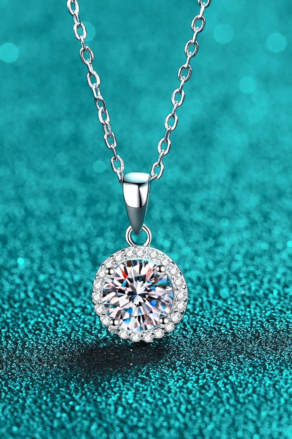 Chance to Charm 1 Carat Moissanite Round Pendant Chain Necklace