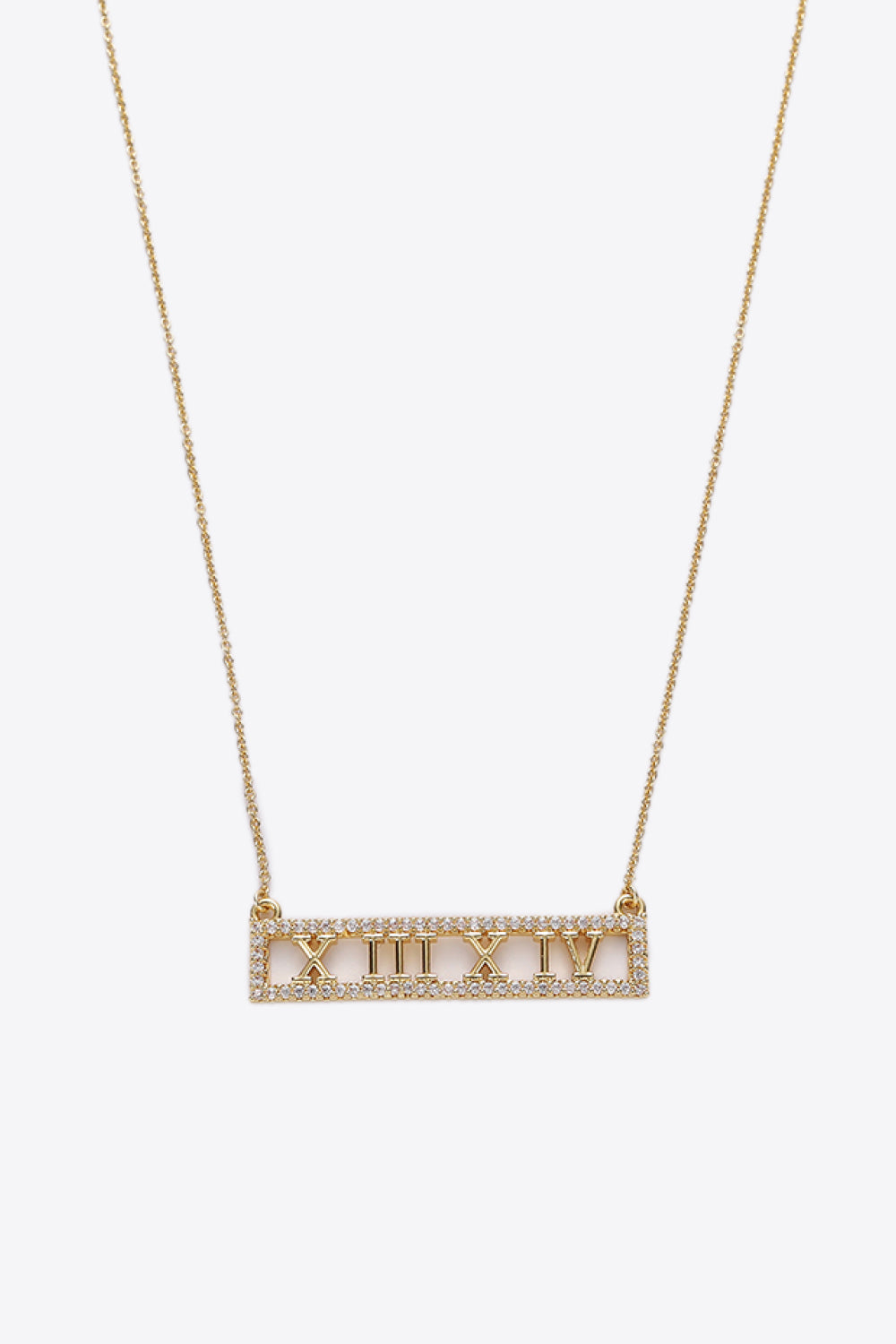 Inlaid Cubic Zirconia Bar Pendant Necklace