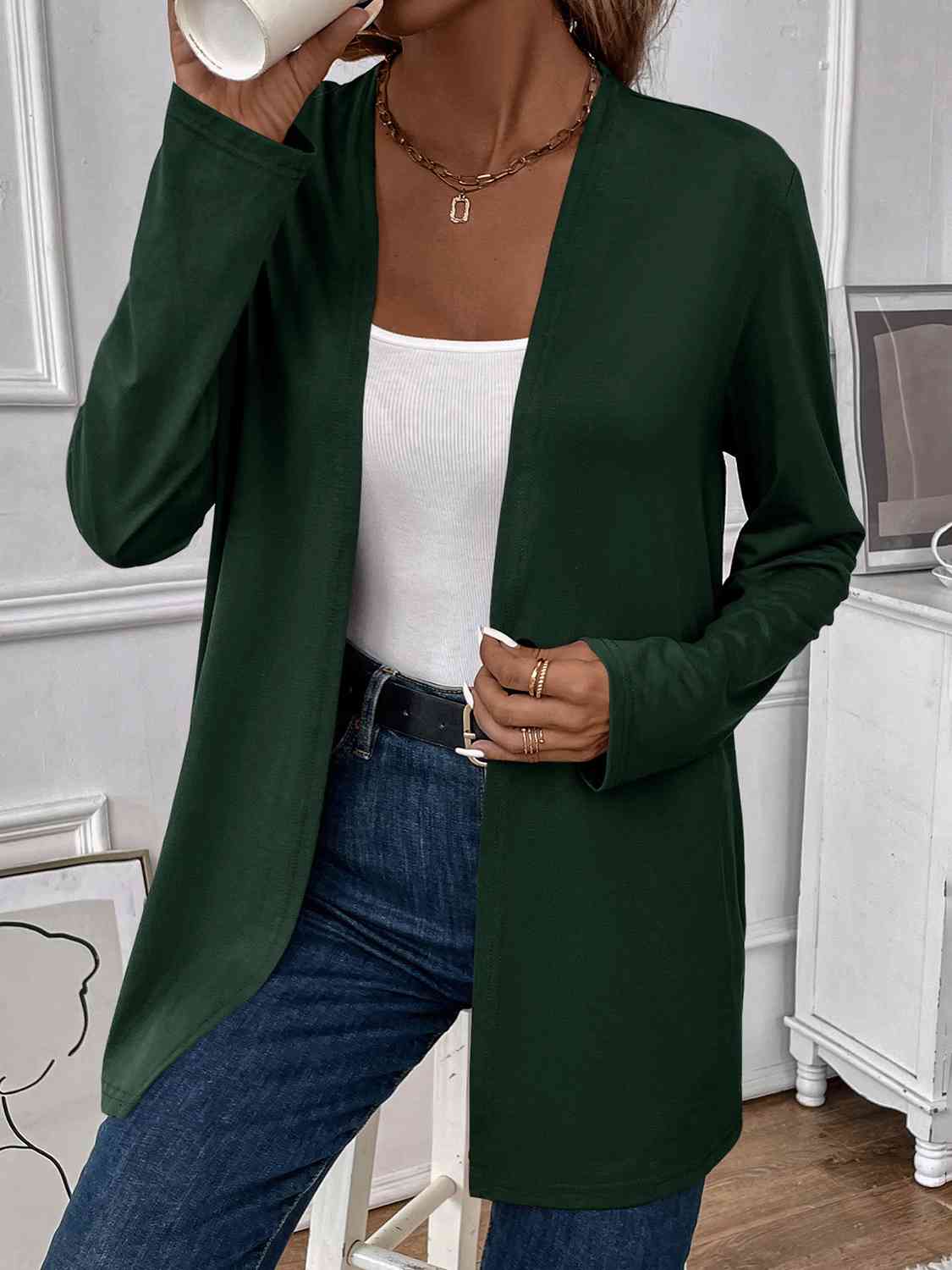 Open Front Long Sleeve Cardigan