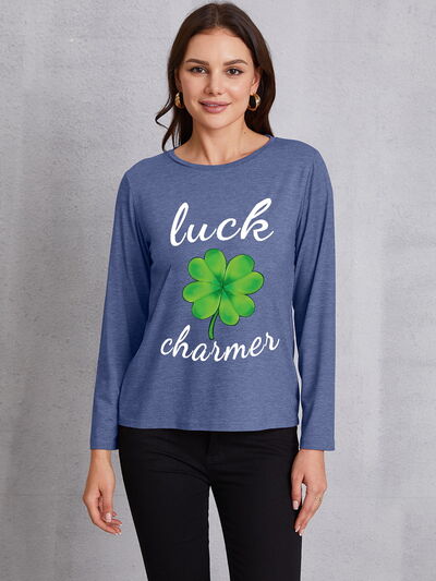 LUCK CHARMER Lucky Clover Round Neck T-Shirt